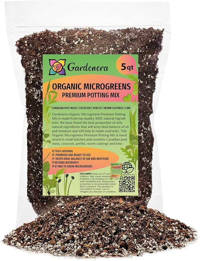 Organic Microgreens Premium Potting Mix: Superior Nutrient Retention and Plant Vitality - 5 Quart