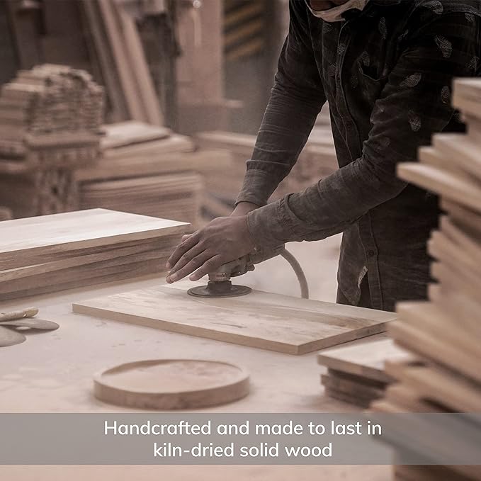 MH London Tri Pin Side Table I Handmade Natural Mango Wood, Naturally Moisture Resistant, Maintenance Free I 16" x 16" x 18" I Tora, Black