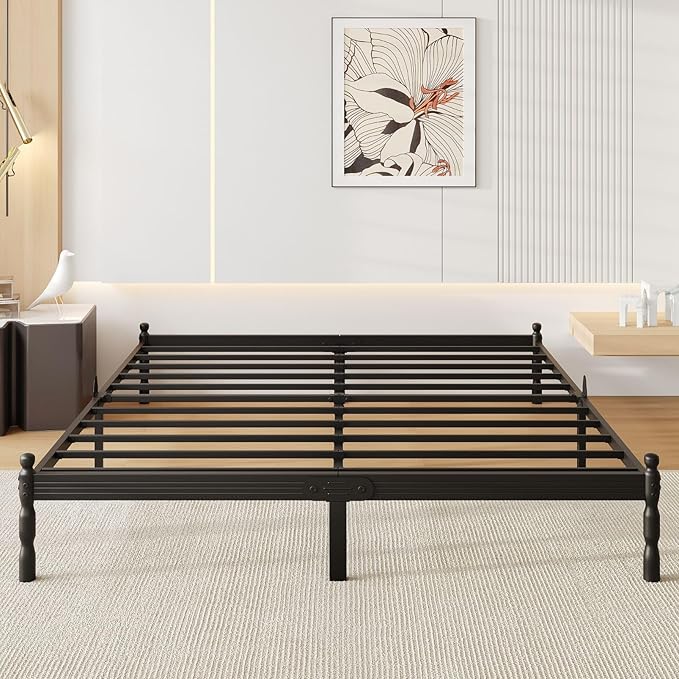 12 Inch King Size Bed Frame Keep Mattress from Sliding, King Platform Bed Frames No Box Spring Needed, Heavy Duty Metal Bedframe, Non-Slip, Easy Assembly