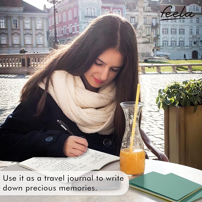 16 Pack Soft Cover Journal Bulk, Feela Lined Notebooks College Ruled for Work for Women Girl Writing, Blank Travel Journal Note Taking Notebook School Business Supplies, 8.2” x 5.5”, A5, Dark Green