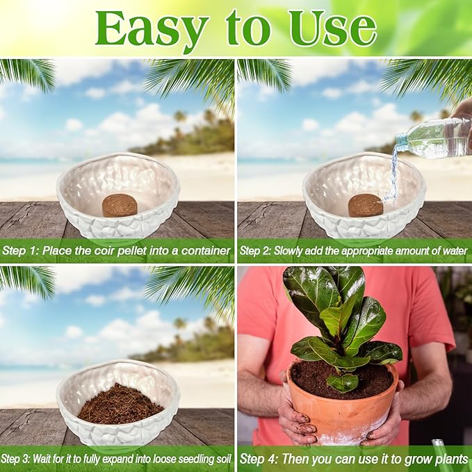 ZeeDix 100 Pcs (40mm) Compressed Coco Coir Fiber Potting Soil Seed Starters - Organic Coco Coir Pellet Fiber Soil for Planting Bonsai, Herbs, Plants, Flowers and Vegetables