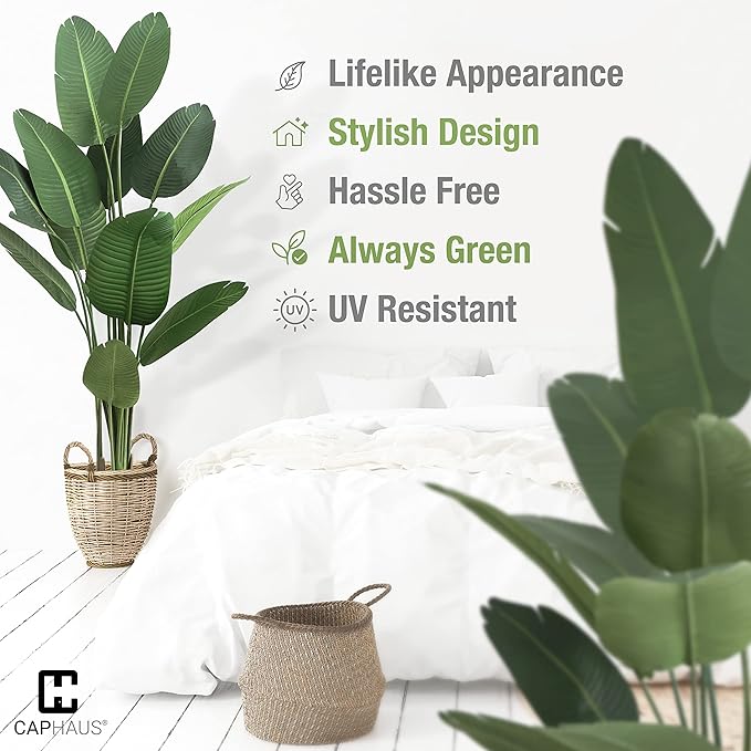 CAPHAUS 6 Feet Artificial Bird of Paradise, 72 Inch with 13 Trunks, Premium UV Resistant Lifelike Fake Plant in Pot with Dried Moss for Office, Indoor/Outdoor Use & Tropical Home Décor