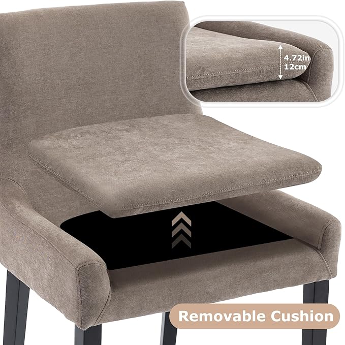 Modern Dining Chairs Set of 4, Upholstered Corduroy Dining Room Chairs with Wood Legs, Mid-Back Padded Kitchen Side Chairs for Dining Room, Camel