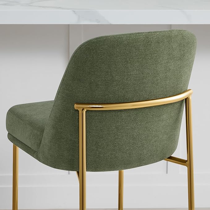 CHITA Counter Height Bar Stools Set of 2, FSC Certified Metal Barstools for Kitchen Island, 27" H Seat Height, Fabric, Green