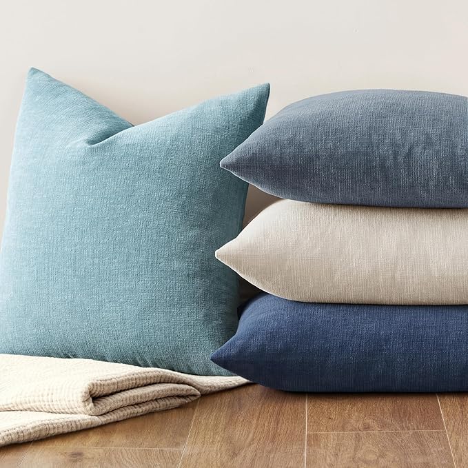 MIULEE Smoke Blue Couch Pillow Covers 12x20 Inch, Set of 2 Soft Chenille Decorative Lumbar Throw Pillow Covers Summer Farmhouse for Sofa Living Room Bed