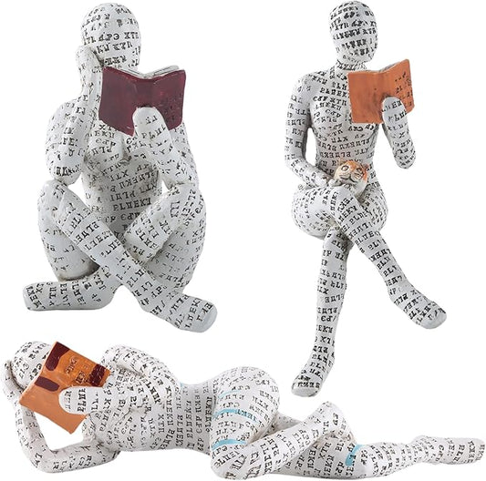 GRAPMKTG Home Decor Pulp Reading Women Thinker Statue Aesthetic Sculpture Room Decor Modern Abstract Decoration on Shelf Table Desk 3 Pack