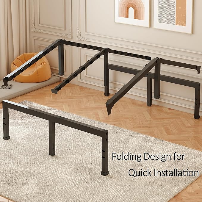 FUIOBYVV Twin XL Bed Frames 18 Inch Heavy Duty Metal Platform Bed Frame Twin Size Support Up to 3500 lbs, No Box Spring Needed/No Shaking/Steel Slat Support/Noise Free/Easy Assembly