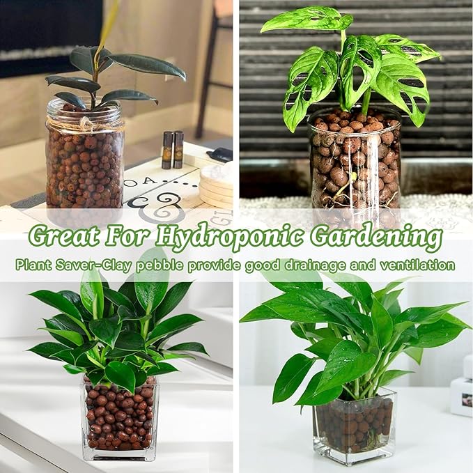 Riare 16 LBS Organic Expanded Clay Pebbles - 4mm-16mm Natural Leca Balls Lightweight Hydroponic Clay Pebbles Aggregate for Indoor Plants, Hydroponic Growing, Plants Drainage, Aquaponics