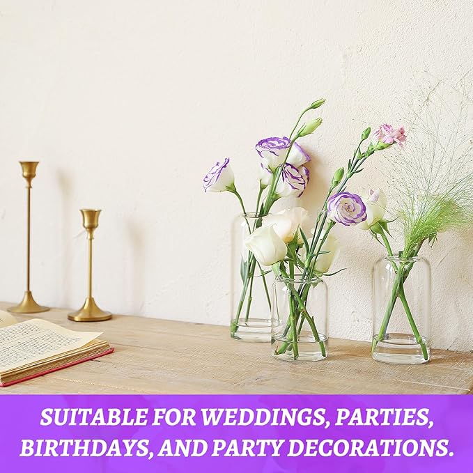 Bud Vases in Bulk Set of 12, Glass Small Vases for Flowers, Modern Cylinder Flower Vases for Wedding Centerpiece, Living Room Decorative, Home Decor