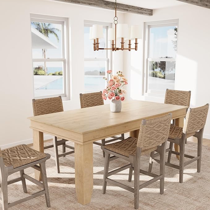 GarveeHome Farmhouse Dining Table for 6-8 People, 71" Long Natural Color Kitchen Tables with Wooden Sturdy Frame, 6 Ft Large Rectangular Dinner Table for Living Room, Kitchen, Dining Room