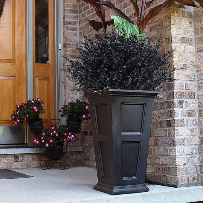 RECUTMS Artificial Flowers Outdoor Fake Plants Artificial Fake Flowers, Faux Outdoor Plastic Plants UV Resistant Shrubs No Fade Faux Plastic Plants Garden Porch Window Box Decorating(Black)