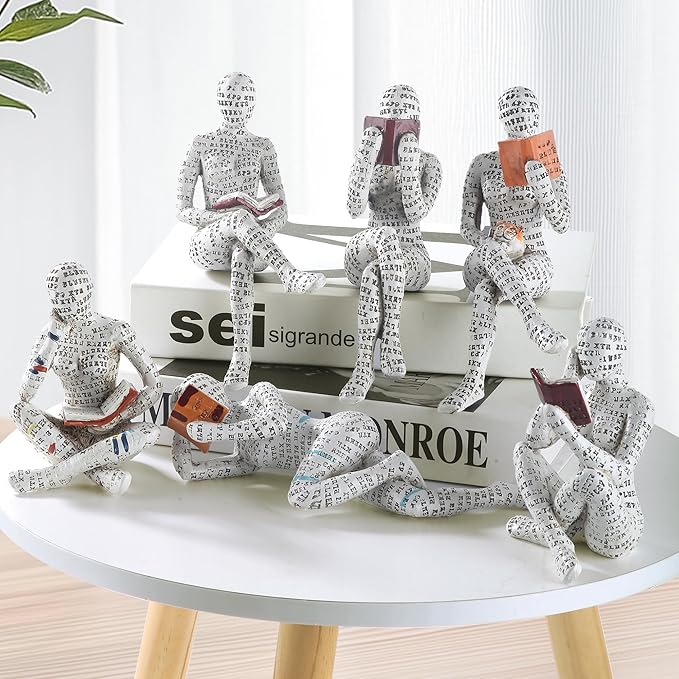 GRAPMKTG Home Decor Pulp Reading Women Thinker Statue Aesthetic Sculpture Room Decor Modern Abstract Decoration on Shelf Table Desk for Living Room Office Bedroom F