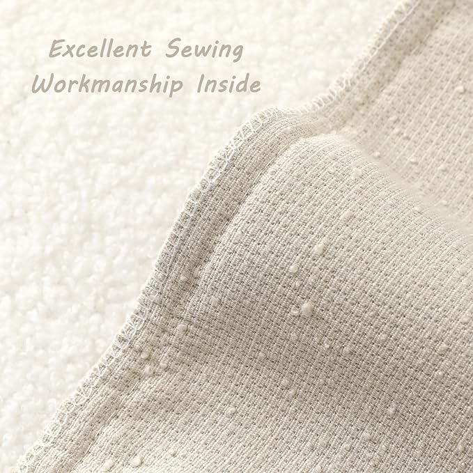 FUTEI Pack of 2 Beige Decorative Throw Pillow Covers 12x20 Inch Soft Cozy Solid Boucle Textured Lumbar Pillow Cases,Modern Home Decor for Couch Bed Living Room