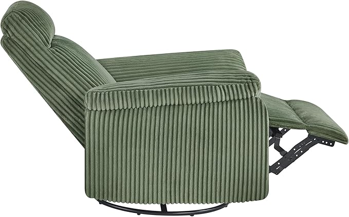 Swivel Rocker Recliner for Adults, Corduroy 360 Degree Swivel Glider Recliner Manual 3-Position Adjustable Easy Assembly for Small Space Living Room Nursery Bedroom