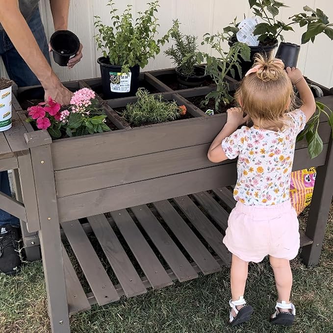 GUTINNEEN Raised Garden Bed Mobile Outdoor Planter Box with Legs for Vegetables Flower Herb, Large Storage Garden Box on Wheels