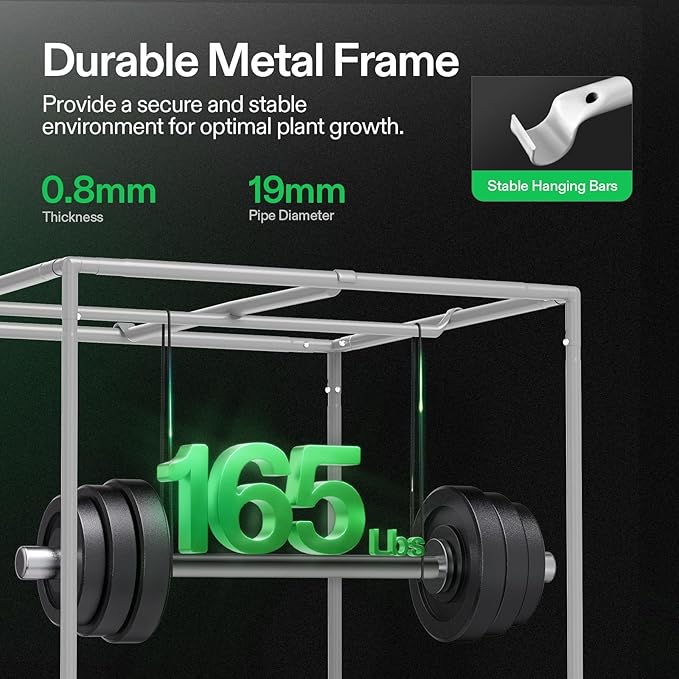 VIVOSUN G336 36"x36"x72" Grow Tent, 3x3 FT Advanced Gray Mylar Tent with 19mm Poles, Observation Window and Floor Tray for Hydroponic Plants for VS2000/VS3000