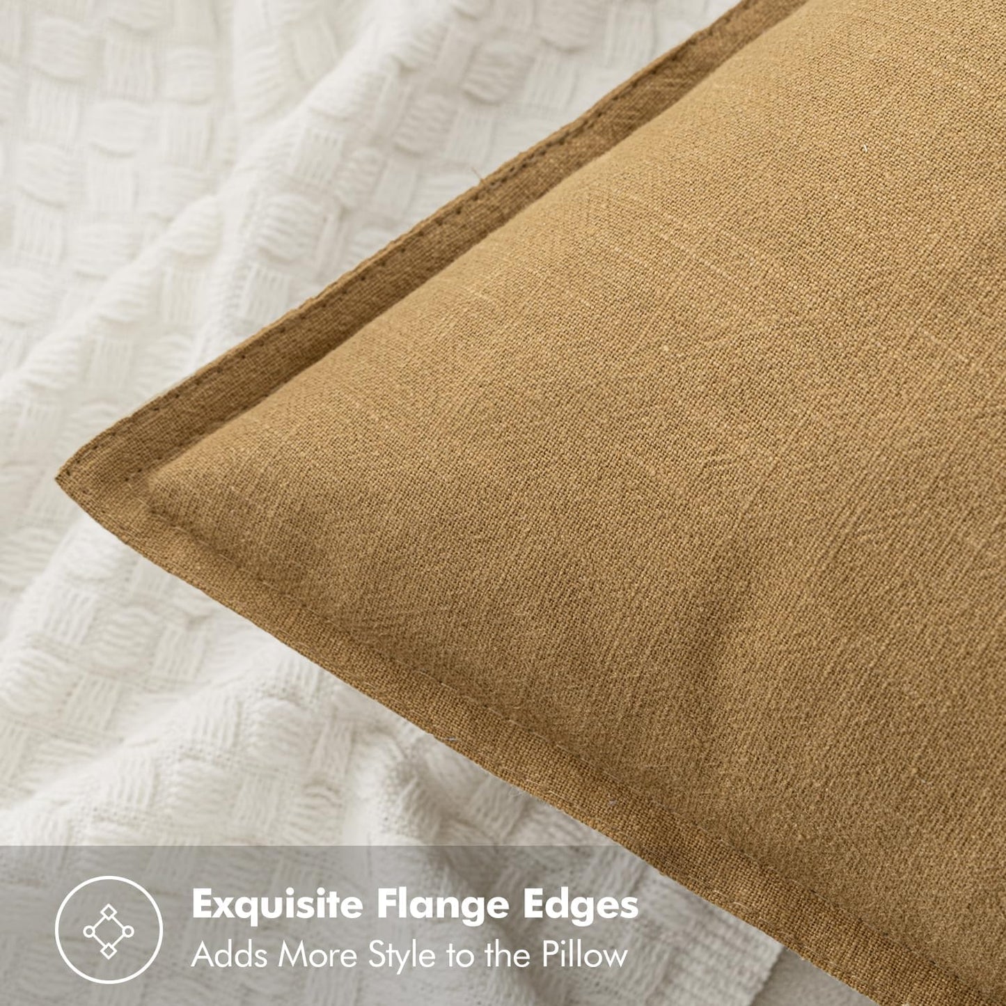 MIULEE Decorative Linen Pillow Covers 18x18 Inch Mustard Yellow Boho Farmhouse Neutral Couch Throw Pillows for Bed Pack of 2 Accent Modern Pillowcase Summer Sofa Livingroom Home Decor