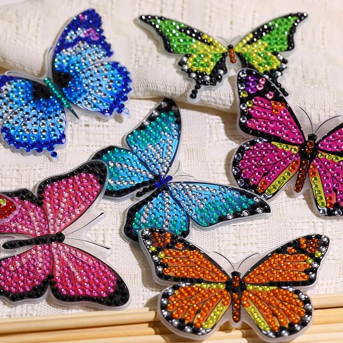 Yanfairy 8 Pcs Butterfly Diamond Painting Kits, Diamond Art Kits for Garden Decor, Butterfly Stakes Gem Art Kits Art and Crafts for Adults, Diamond Dots Painting with Diamond Home Decor