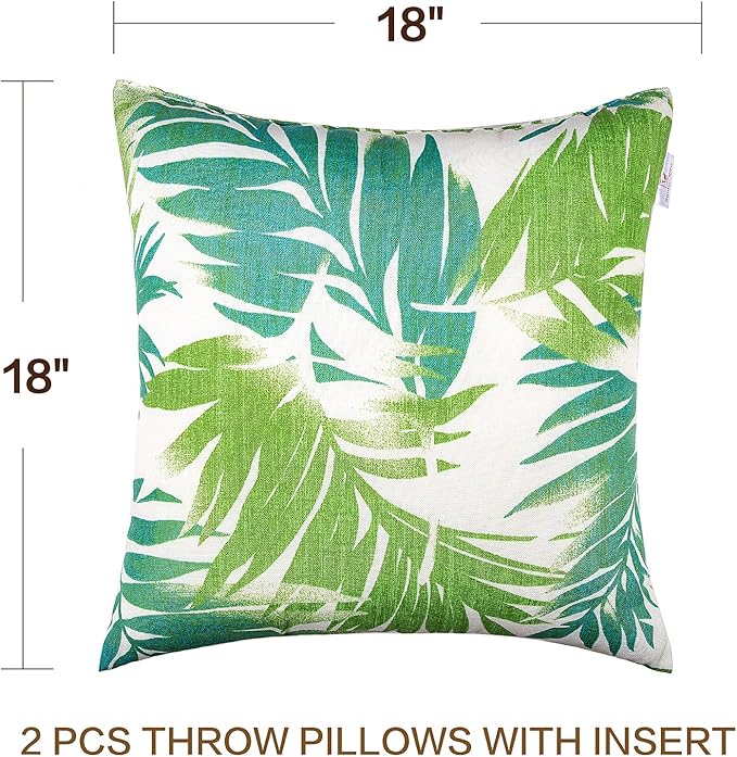 JMGBird Outdoor Pillows Set of 2 Outdoor Throw Pillows Waterproof with Insert Pillow 18×18 Inch Outdoor Pillow for Patio Furniture