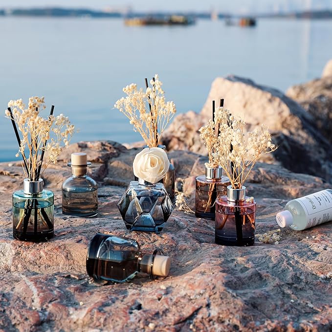 Brakula 3 Pack Reed Diffuser, Oil Diffuser Sticks, Fresh Linen, Eucalyptus&Wild Mint, Lavender Vanilla (4 fl oz Each Pack), Home Fragrance with 18 Sticks, Home Decor, Reed diffusers for Home