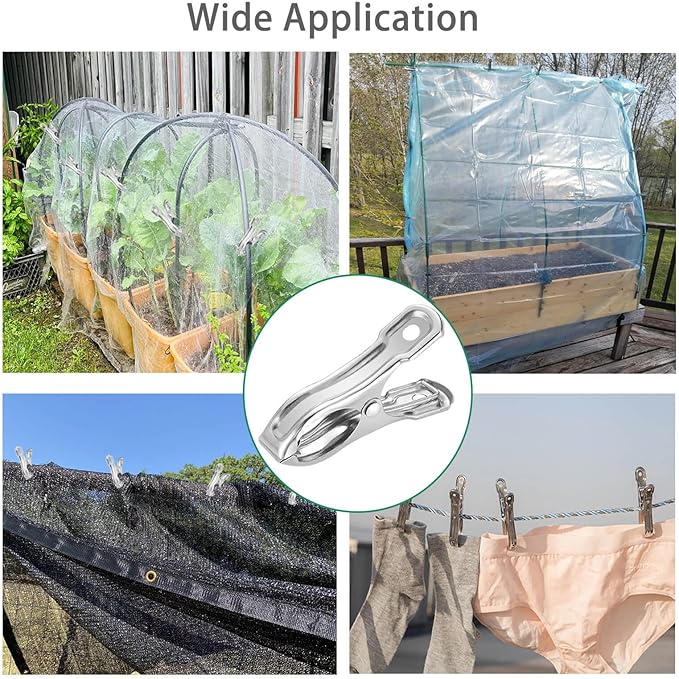 80 Pcs 2inches Gardening Clips for Netting, Metal Clamps Made of Stainless Steel, Have a Strong Grip of Greenhouse Clips Keep the Plant Cover on Garden Hoops