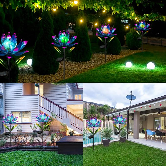 Wind Spinners Outdoor, 38 Inch Metal Wind Spinner Yard Art with Stake, Colorful Solar Windmill for Yard and Garden Lawn Patio Farmhouse Decor