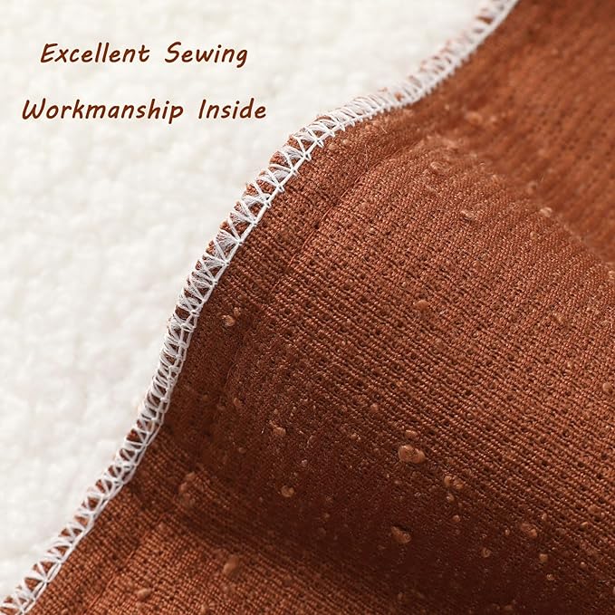 FUTEI Pack of 2 Rust Decorative Throw Pillow Covers 22x22 Inch Soft Cozy Solid Boucle Textured Cushion Case,Modern Home Decor for Couch Bed Living Room