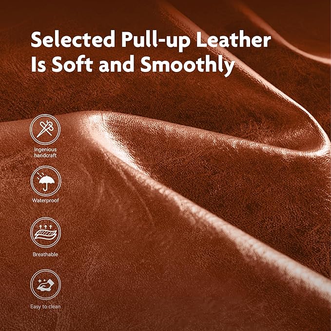 ALPHA HOME 24 Inch Bar Stools Set of 6, Kitchen Counter Stools with Backs, PU Leather Barstools, Kitchen Stools with Back&Upholstered Footrest, Sturdy Chromed Metal Steel Frame, Brown