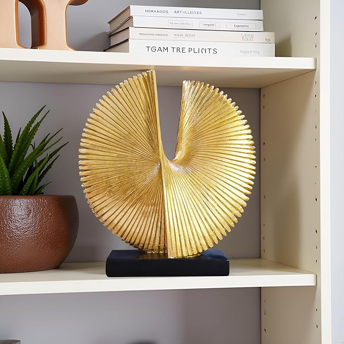 Modern Abstract Round Decorative Sculpture , Dining Living Room Desk Decor,Geometric Home Decor Statues,Shelf Top Decor Aesthetics,making it perfect for placing coffee tables or office shelves,golden