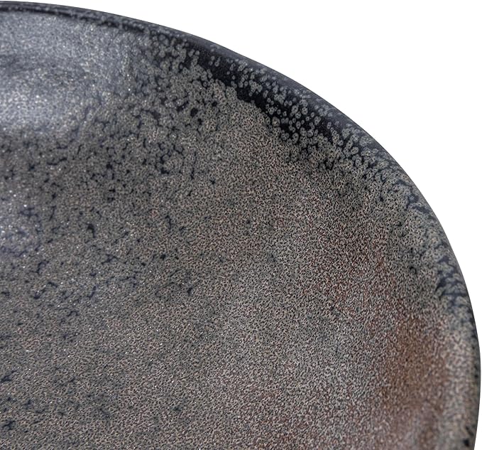 Creative Co-Op Stoneware Bowl with Handle and Base, Black Reactive Glaze