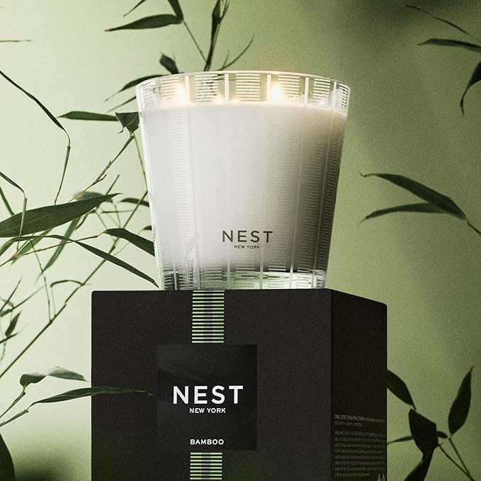 NEST New York Scented 3-Wick Candle, Bamboo - 21.2 oz - Up to 100-Hour Burn Time - Reusable Glass Vessel
