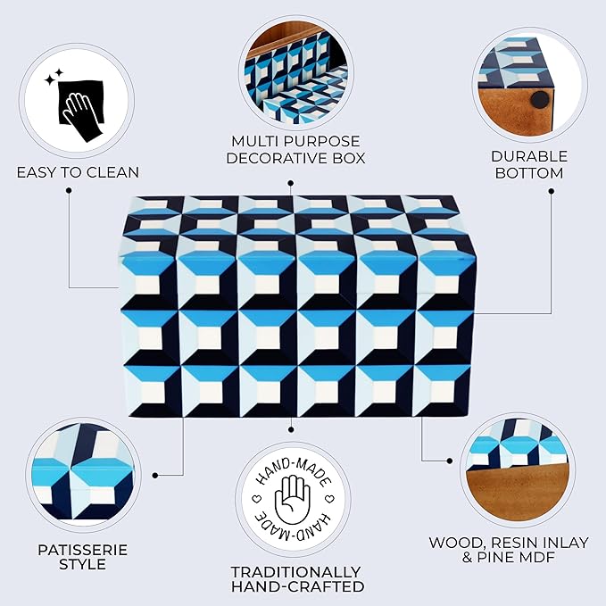 Handicrafts Home Handmade Patisserie Collection Decorative Jewelry Box Organizer – Keepsakes, Trinkets, and Home Decor – Antique Coffee Table Storage, Memory Box, Farmhouse Style Decor Modern, 10x5x5