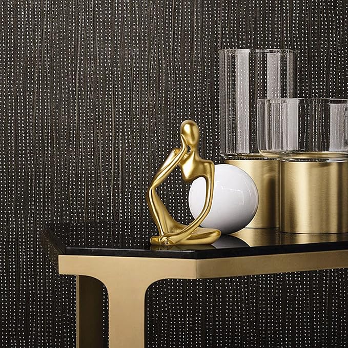 BrownLove 3pcs Golden Decor Thinker Statue Abstract Art Sculpture，Resin Collectible Figurines for Home Living Room Office Shelf Decoration