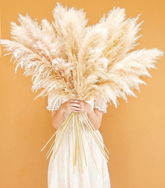 40" inch 60 Stems Natural Pampas Grass Decor Tall, pompas Grass, Tall Pampas Grass for Wedding, Party, Farmhouse, Boho Home Decor