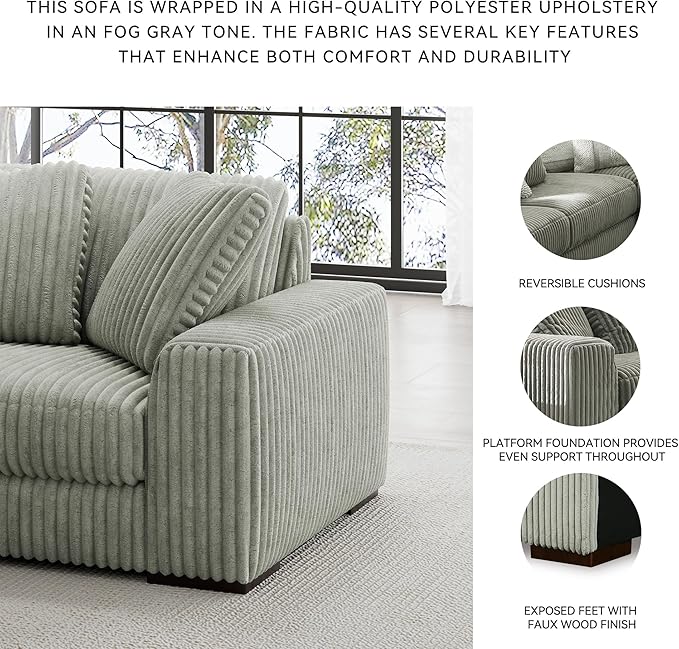 Signature Design by Ashley Lindyn Contemporary 2-Piece Sofa with Reversible Cushions, Gray