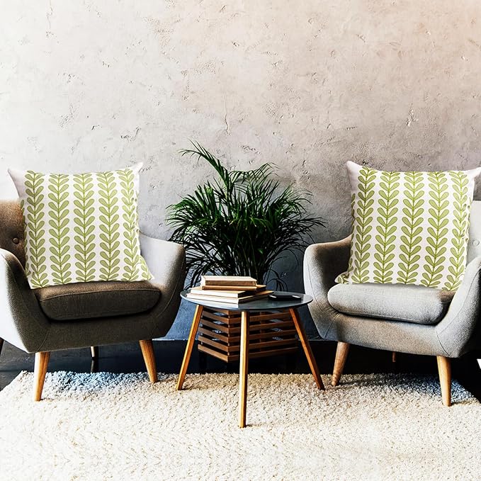 Decorative Throw Pillow Covers Set of 2 Grass Green Pillow Covers 22x22 Inch Throw Pillow Cover Linen Pillowcase Modern Boho Farmhouse Outdoor Pillow Covers for Couch Sofa Bed Living Room