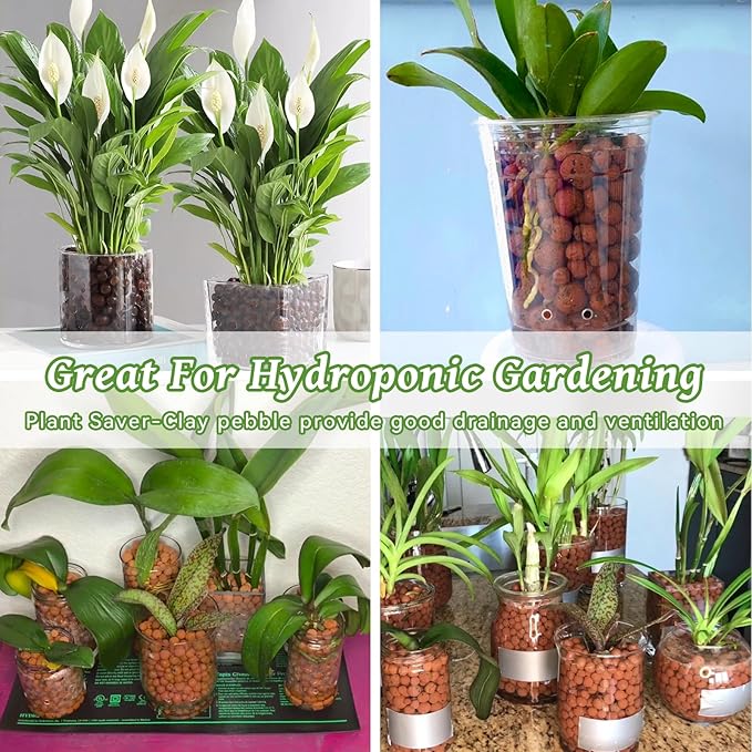 Riare 8 LBS Organic Expanded Clay Pebbles - 4mm-16mm Natural Leca Balls Lightweight Hydroponic Clay Pebbles for Indoor Plants, Hydroponic Growing, Plants Drainage, Aquaponics, Terrarium