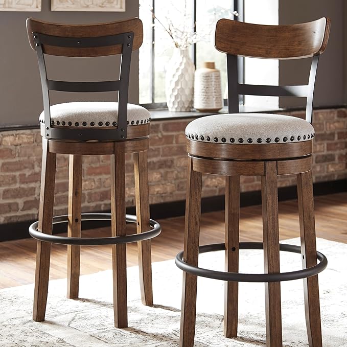 Signature Design by Ashley Valebeck 30" Farmhouse Pub Height Barstool, Brown