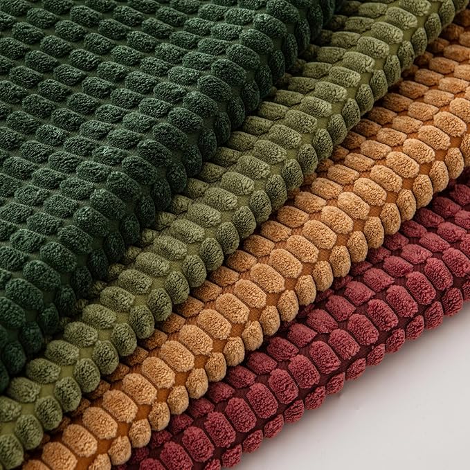 MIULEE Modern Farmhouse Decorative Pillow Covers 18x18 Inch Set of 4 Natural Rustic Throw Pillows Neutral Warm Soft Corduroy Couch Pillowcases Home Decor for Sofa Living Room Bed Christmas Green