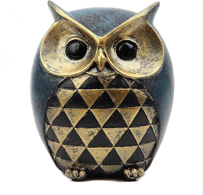 Leekung Owl Statue Home Decor - Owl Figurines for Bookshelf, Bedroom, Living Room, Office & TV Stand Decorations - Animal Sculptures Gift for Bird Lovers