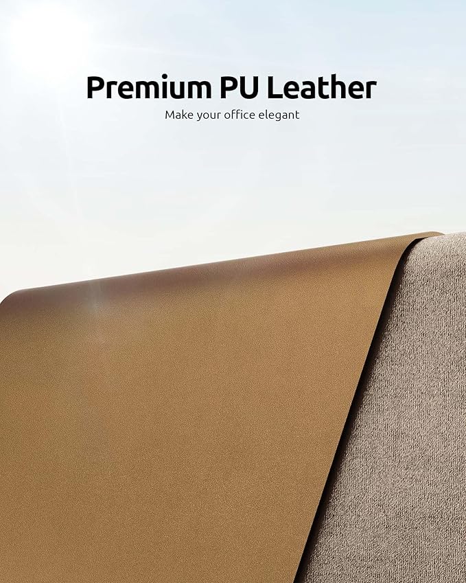 YSAGi Leather Desk Protector, Office Mat, Large Mouse Mat, Non-Slip PU Leather Blotter, Laptop Desk, Waterproof Writing Pad for Office and Home (Bronze, 35.4" x 17")