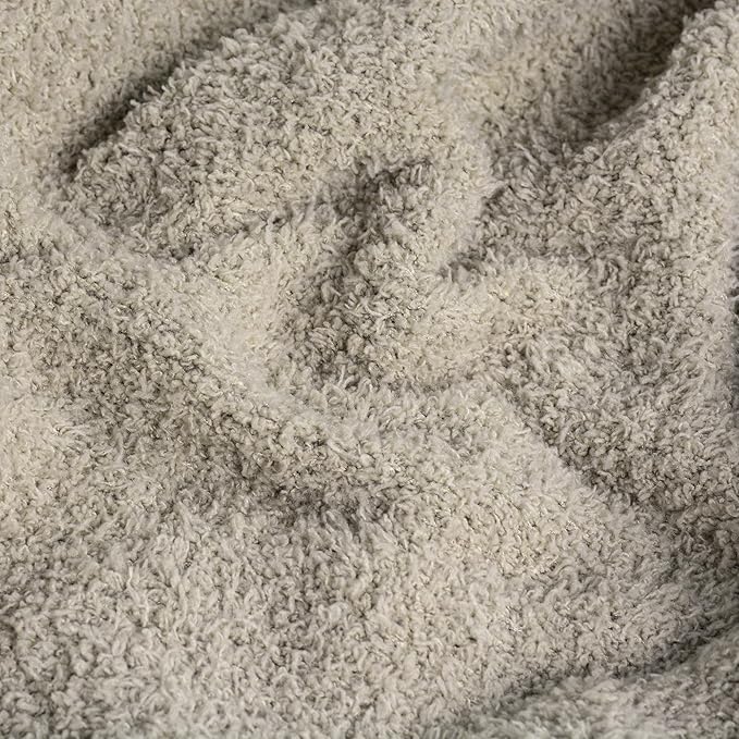 JOOJA Taupe Warm Queen Size Fuzzy Knitted Blanket, Oversized Luxury Bed Blankets Soft Lightweight Plush Throw for Cozy Nights (Taupe, 90x90)