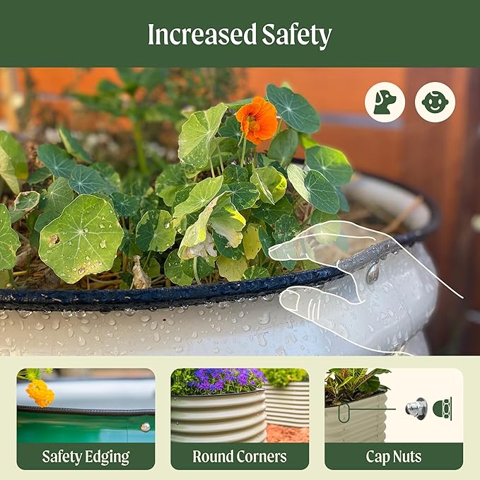 Vego garden Raised Garden Bed Kit, 17" Tall 4 in 1 Modular Metal Raised Garden Beds Kit, Metal Planter Box for Vegetables, Flowers, Herbs, Sky Blue