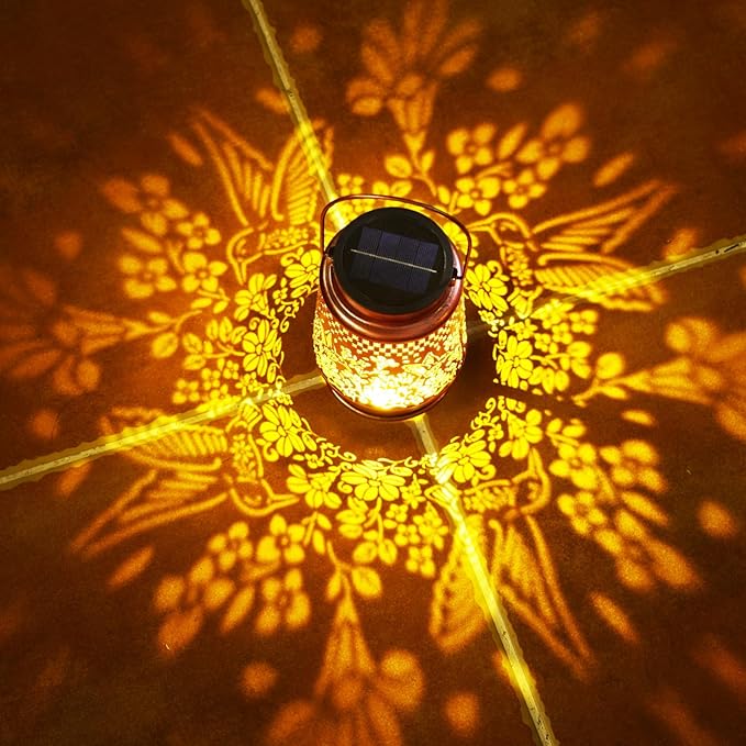 Homemory Solar Lanterns Hummingbird Lights Outdoor Waterproof Garden Decor Women Gifts for Birthday, LED Hanging Solar Lights Metal Lantern Decoration Outside for Yard, Patio, Backyard, Porch, Lawn