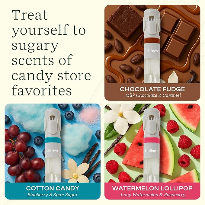 Lifelines Pen Diffuser Set, Candy Store 3-Pack - 1mm Black Ballpoint Pens with Scented Essential Oil Blends – Aromatherapy Diffuser & Sensory Immersion Diffuse Aroma As You Write