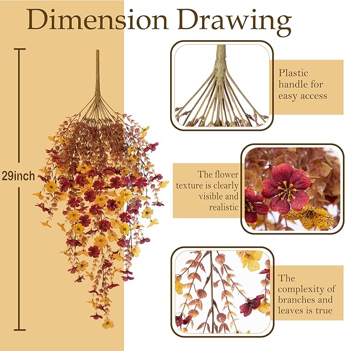 Fall Flowers Artificial for Decoration,Artificial Flowers for Outdoors,Autumn Fake Plants Home Decor Thanksgiving Realistic Silk Daisy,Fall Leaves UV Resistant Garden Courtyard Patio (Yellow Brown)