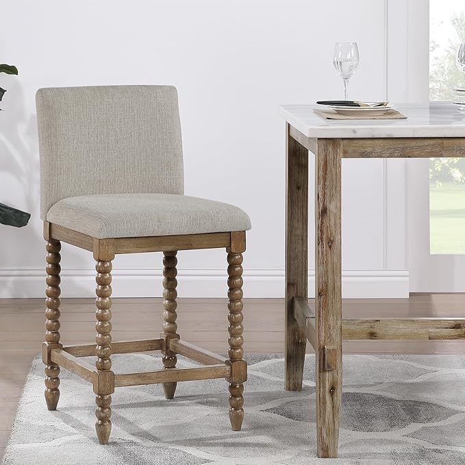 DUHOME Spindle Counter Stool with Padded Spring Seat,Wooden Bar Stools Farmhouse 26 Inch Counter Height Stools Chairs with Spindle Back for Kitchen Island