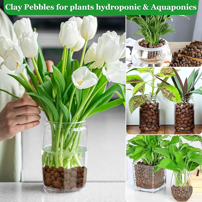 2 LBS Natural Leca Clay Pebbles for Plants- 4-16mm Expanded Clay Leca Balls for Indoor Plants, Hydroton Clay Pebbles for Plants Hydroponic & Aquaponics Growing, Orchids, Drainage, Terrarium