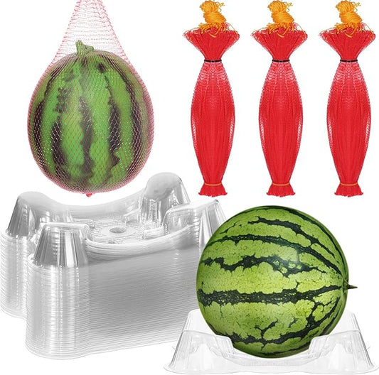 Irenare 150 Pcs Melon Cradle Melon Nets Hammock Set, Thickened Watermelon Holder, Holds up to 7-12 Lbs, Garden Plastic Hanging Bags for Garden Growing, Keep Watermelon Off of The Ground