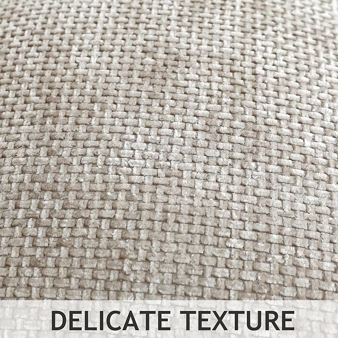 Stellhome Pack of 2 Chenille Neutral Decorative Throw Pillow Covers Soft Woven Textured Luxury Accent Cushion Cases for Living Room Couch Bed Sofa Farmhouse Boho Home, 18x18 inch, Light Brown